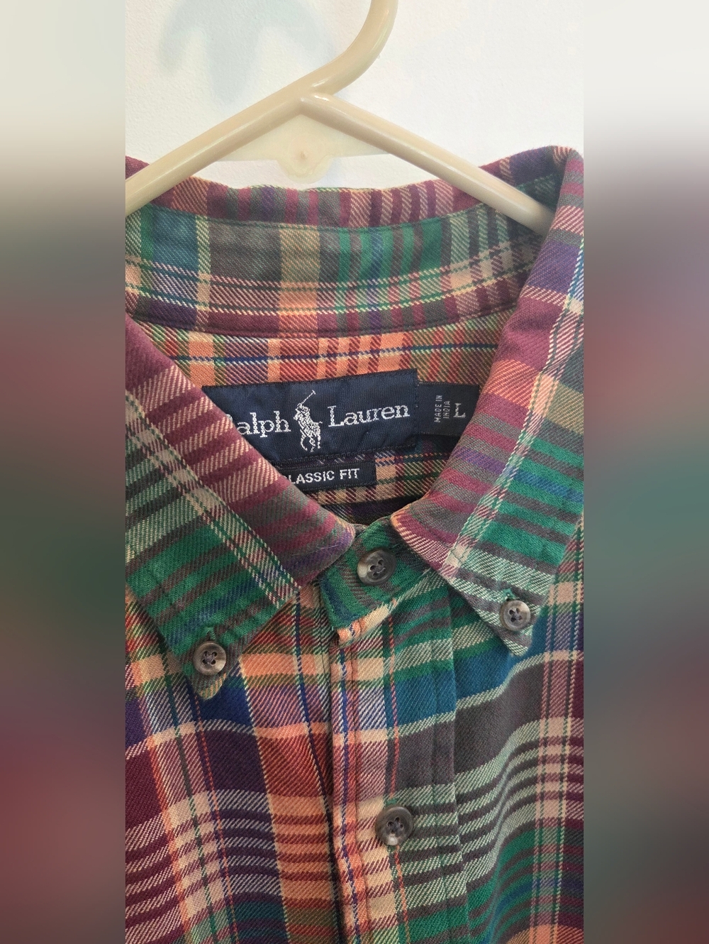 Ralph Lauren Multicolor Plaid Button-Down Shirt — Earth Tones, Large